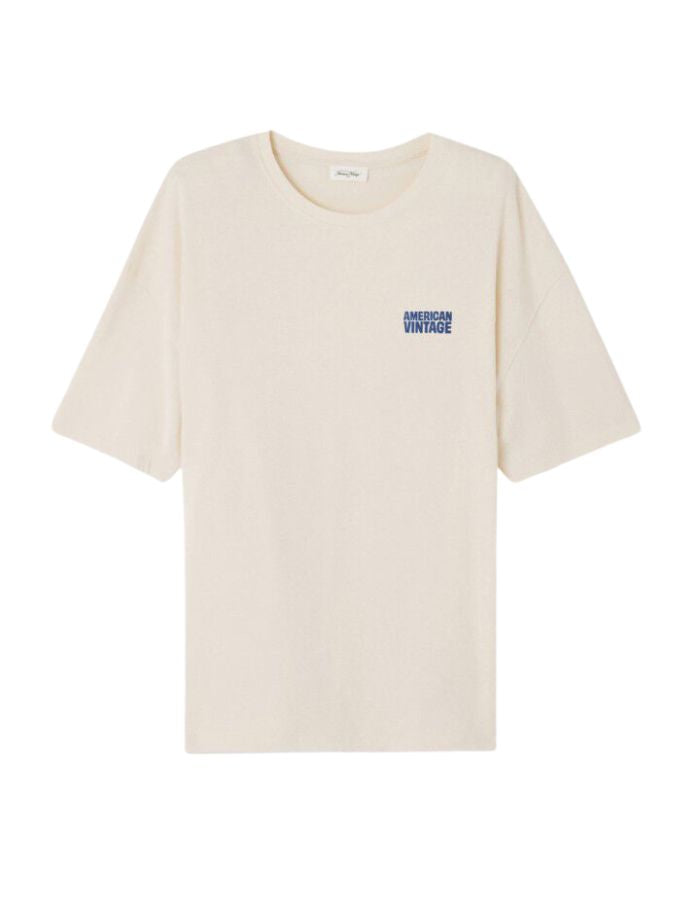 Tshirt homme ykobow ecru oversize american vintage coton peau de peche epaules tombantes