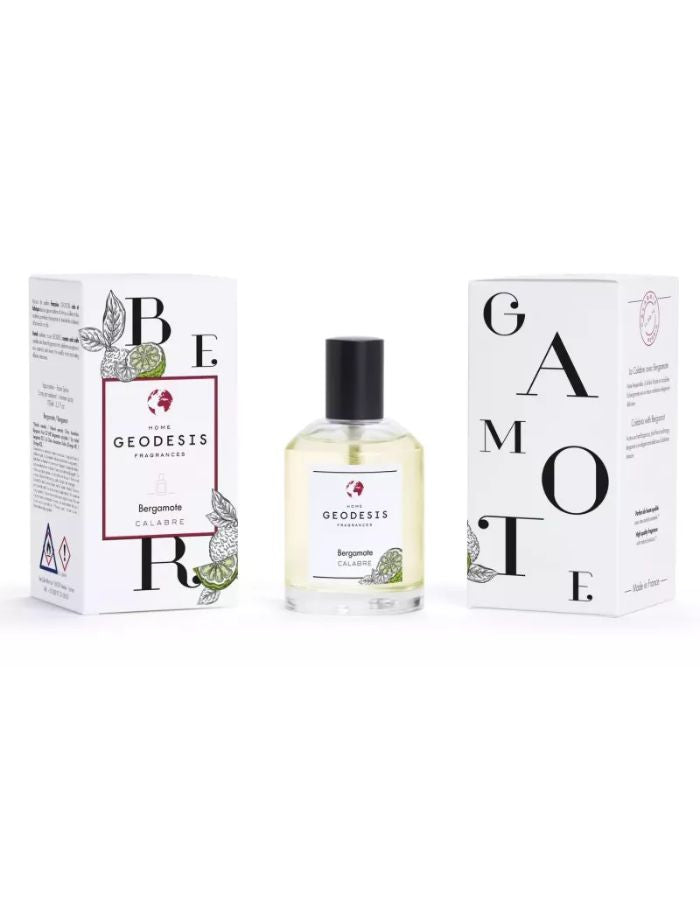 Emballage du Vaporisateur spray ambiance geodesis bergamote 100ml flacon spray agrume calabre fabrique en bretagne