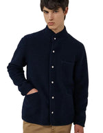 Veste homme col montant laine bouillie bleu marine jock hartford boutons pression