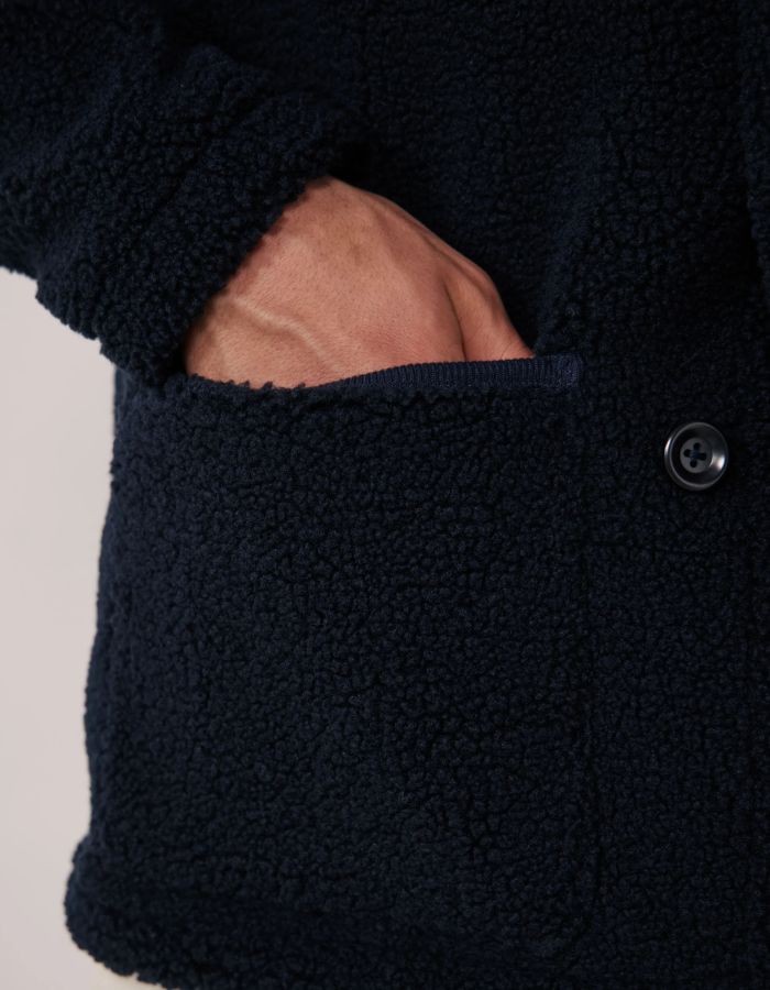 Poche de la Veste homme polaire sherpa bleu marine utility hartford col montant boutons