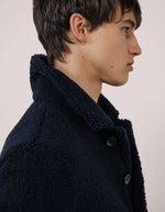 Profil de la Veste homme polaire sherpa bleu marine utility hartford col montant boutons