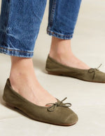 Ballerines Harmony Cuir Velours Olive