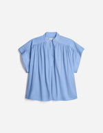 Blouse Cory Bleuet Vanessa Bruno en coton bleuet, coupe ample, manches courtes et encolure en V.