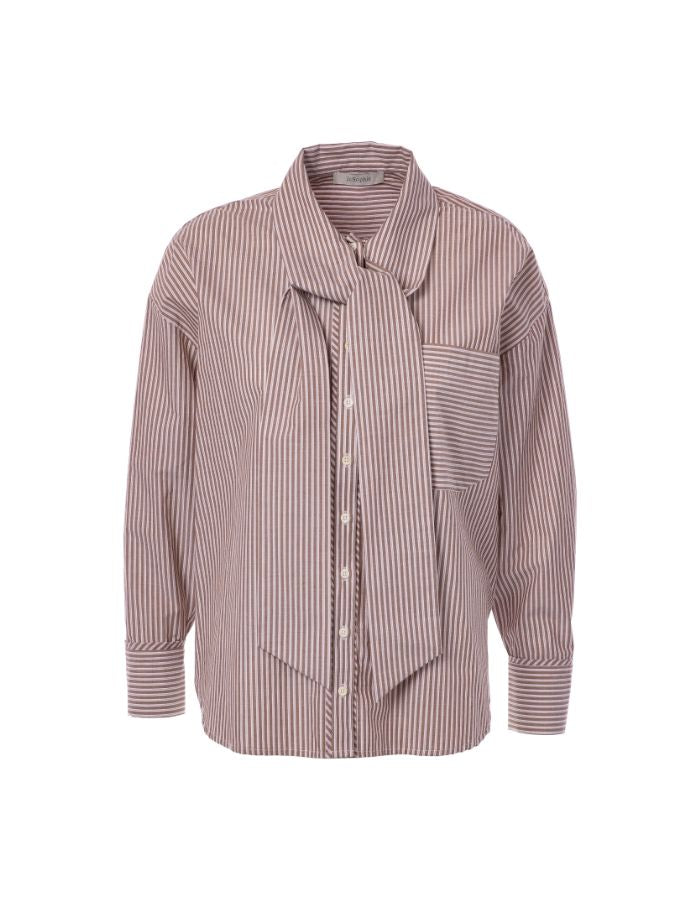 Blouse Polo Brown Stripes à lavallière – JC Sophie