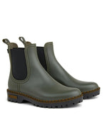 Profil des Bottines de pluie pour femme en PVC kaki avec élastique latéral noir et semelle crantée, modèle Gaudi Countryside Kaki de la marque VERBENAS.