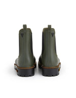 Talons des Bottines de pluie pour femme en PVC kaki avec élastique latéral noir et semelle crantée, modèle Gaudi Countryside Kaki de la marque VERBENAS.