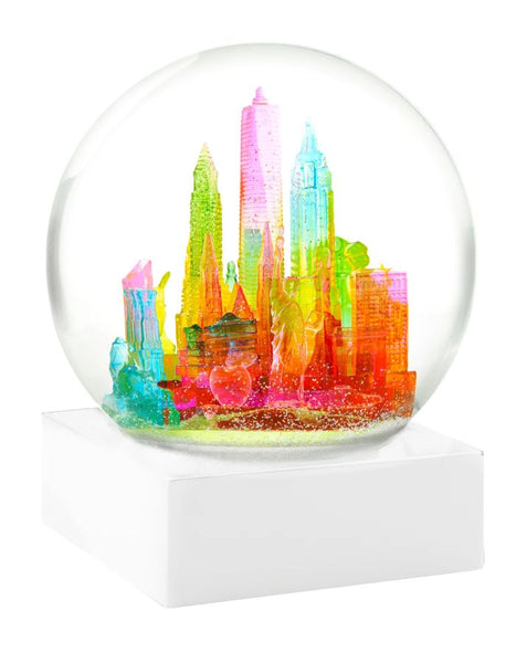 Boule à Neige "Mer De Corail" CoolSnowGlobes - Verre Soufflé Main, Diamètre 10 Cm, Base Résine Argentée