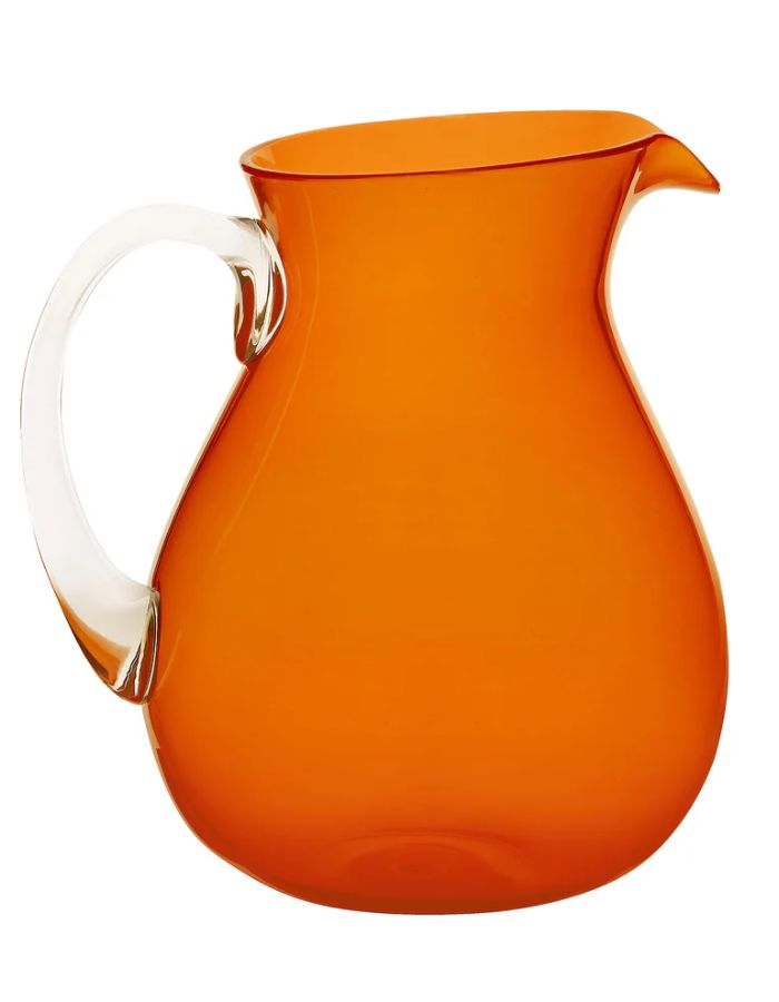 Carafe en Plexi Orange Memento Synth de 1,6L avec poignée transparente et bulles d'air.