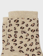 Chaussettes léopard pailletées - Beige