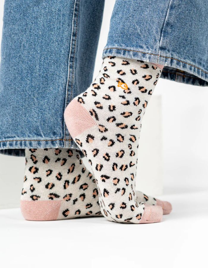 Chaussettes léopard pailletées - Blanc