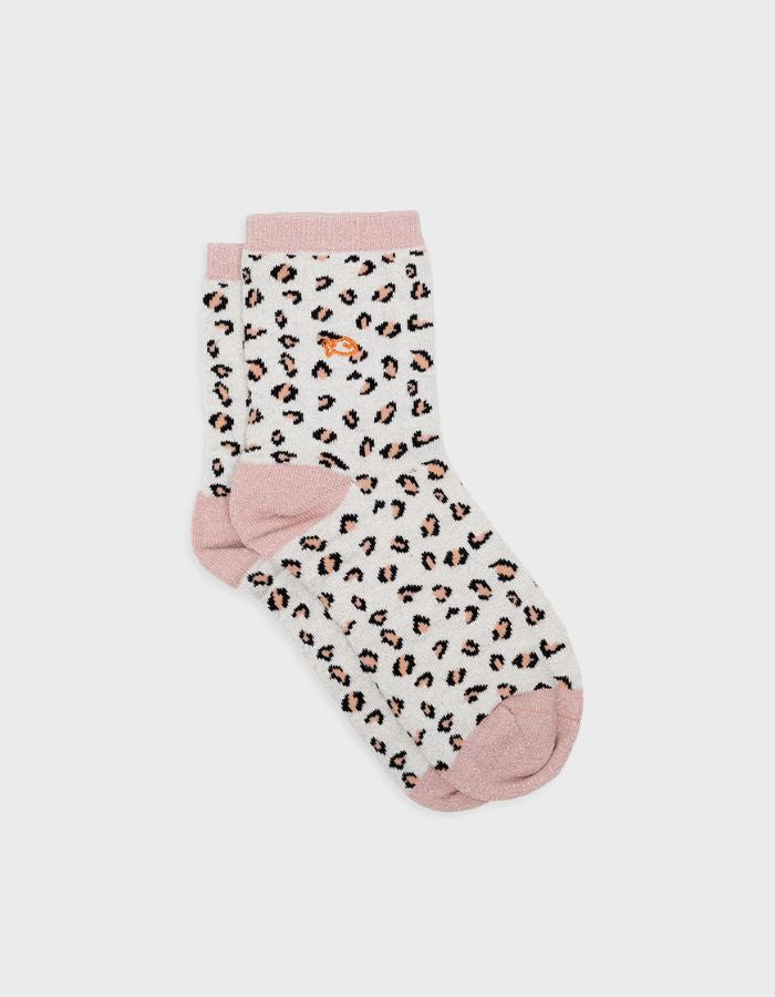 Chaussettes léopard pailletées - Blanc