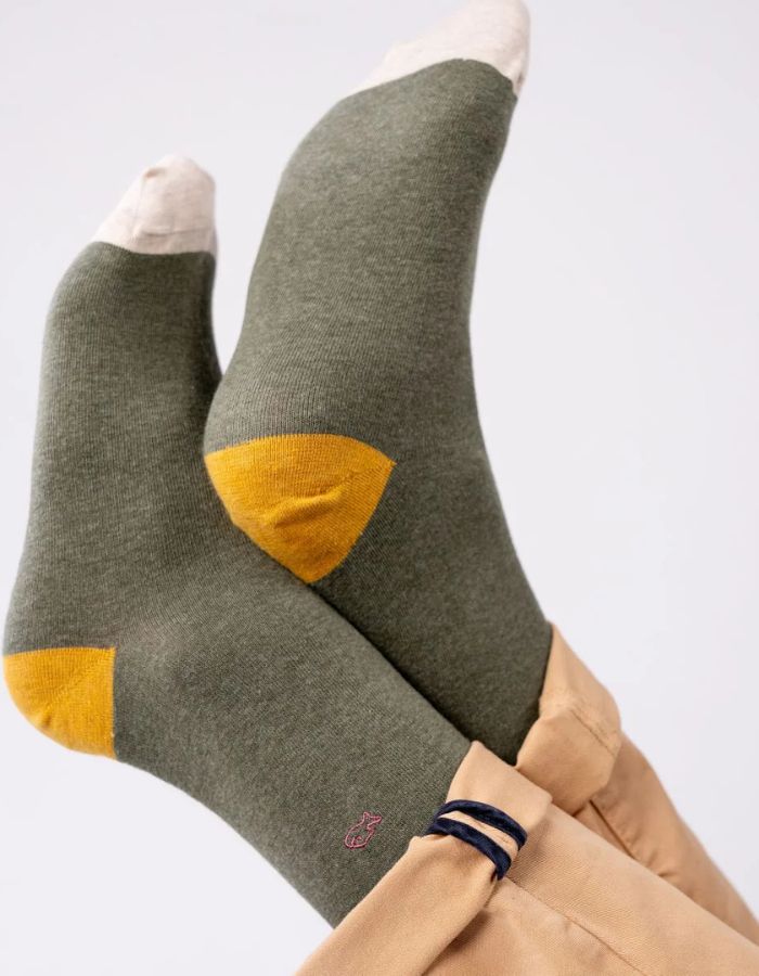Chaussettes unies - Kaki chiné