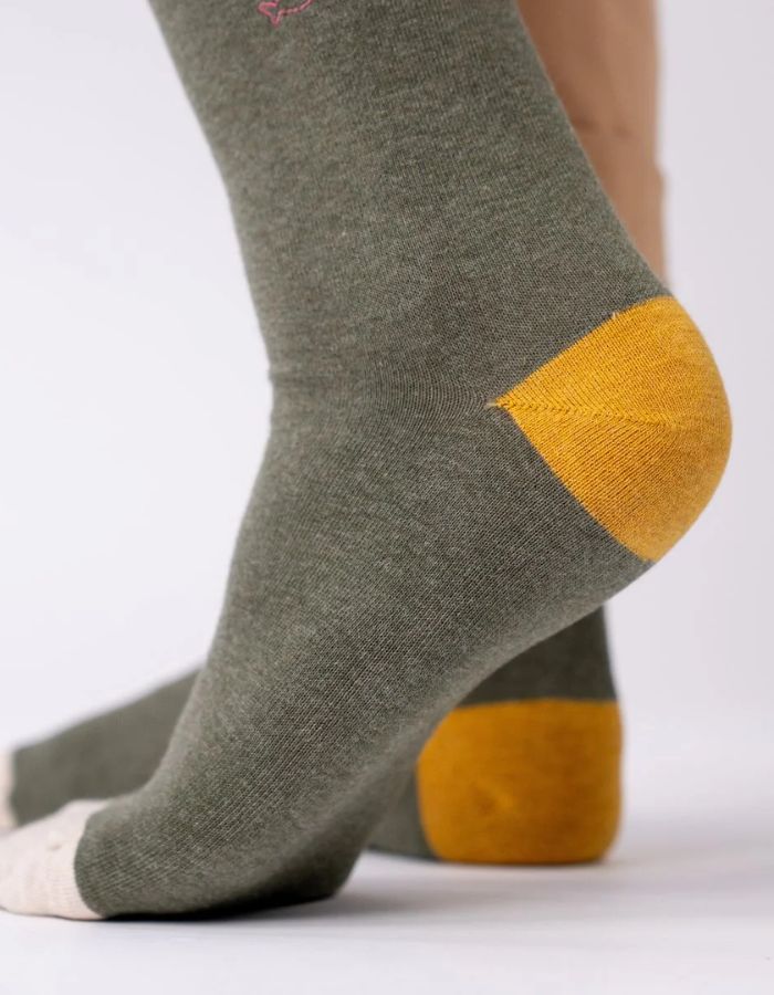 Chaussettes unies - Kaki chiné