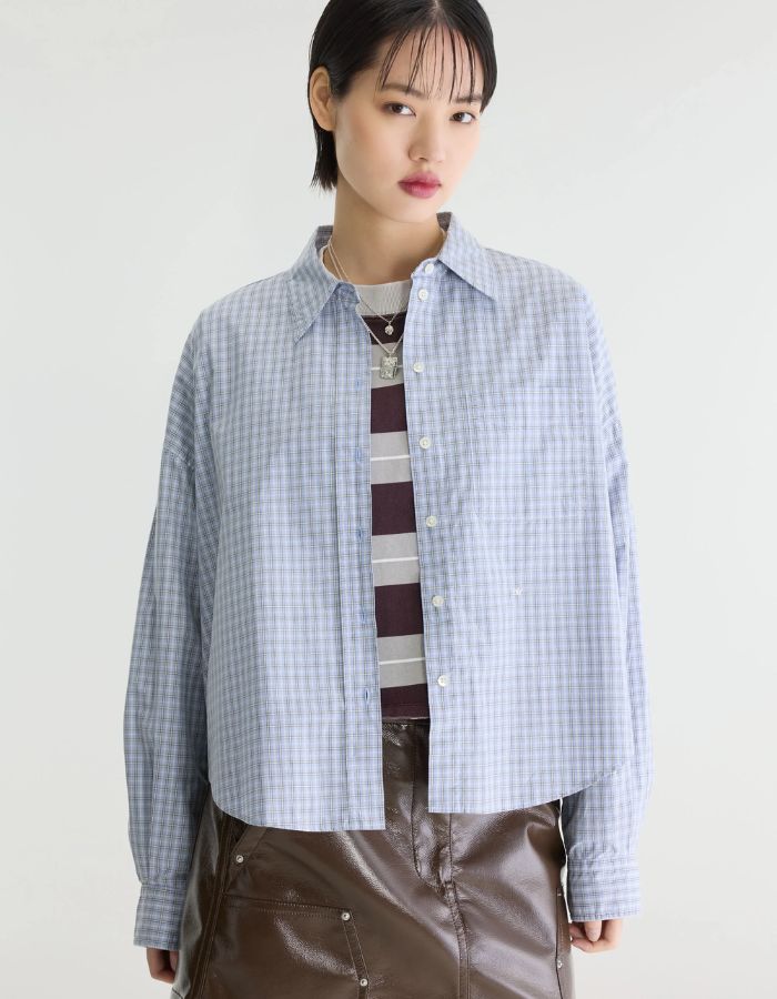 Chemise oversized Ginger Check F à carreaux bleu clair Bellerose