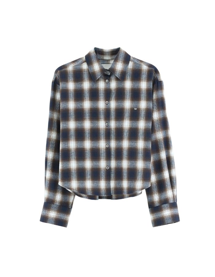 Chemise Johan Check A à carreaux bleu marine marron et écru pour femme Bellerose