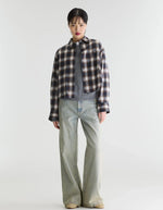 Chemise Johan Check A à carreaux bleu marine marron et écru pour femme Bellerose