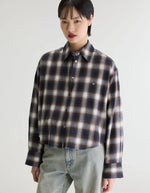 Chemise Johan Check A à carreaux bleu marine marron et écru pour femme Bellerose
