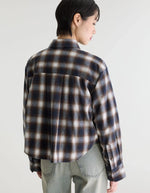 Chemise Johan Check A à carreaux bleu marine marron et écru pour femme Bellerose