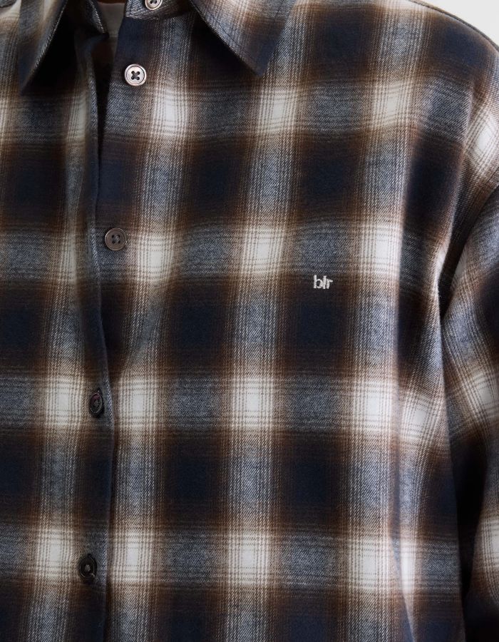 Chemise Johan Check A à carreaux bleu marine marron et écru pour femme Bellerose