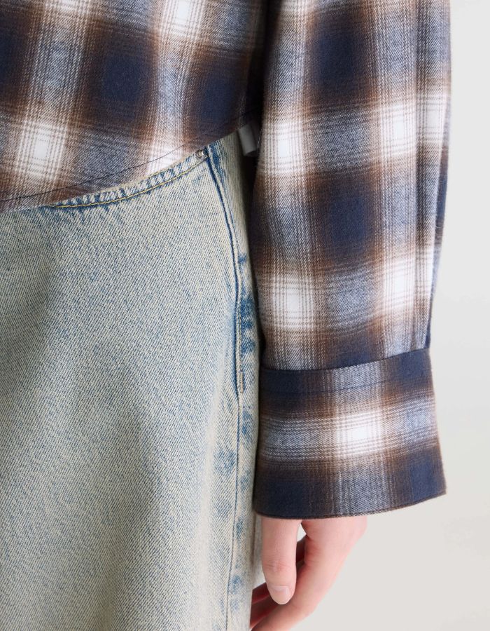Chemise Johan Check A à carreaux bleu marine marron et écru pour femme Bellerose