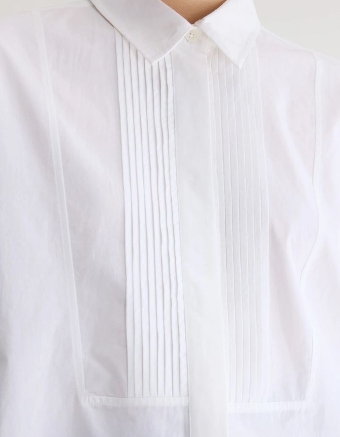 Chemise blanche Kelia à plastron plissé Bellerose