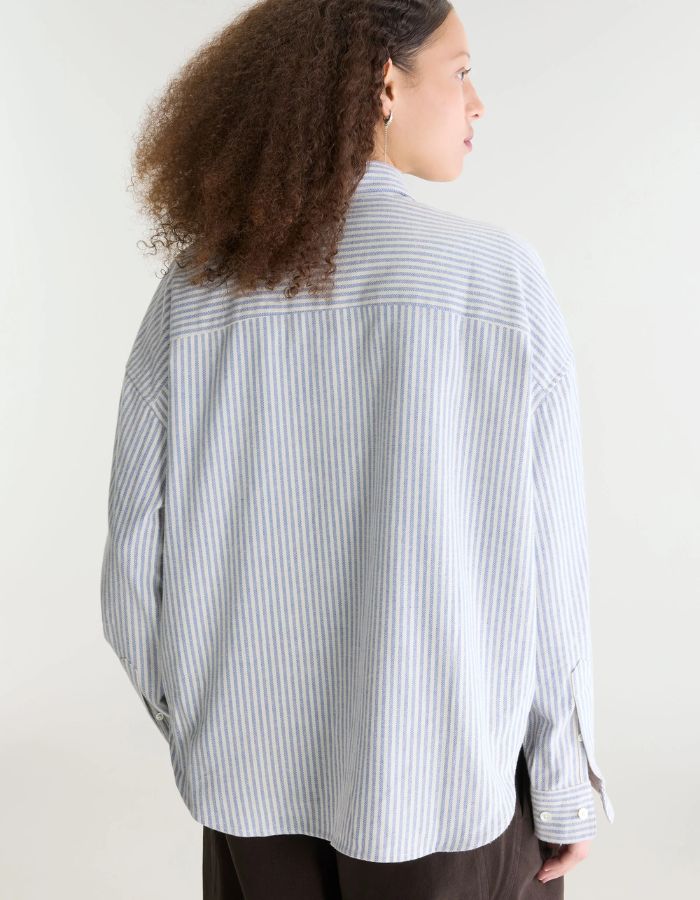 Chemise Jaxie Stripe A Bellerose à rayures bleu clair et blanches