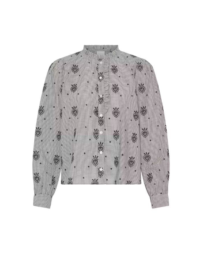 Chemise Iheloza Birch à carreaux brodés ICHI vue de face