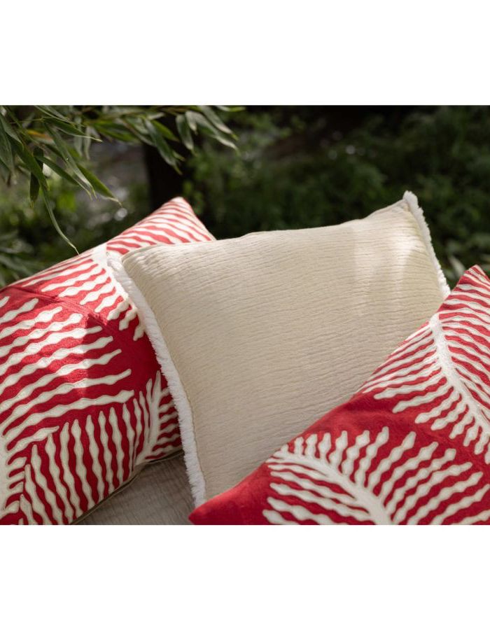 Coussin Brodé Flora Petit Modèle Papaye