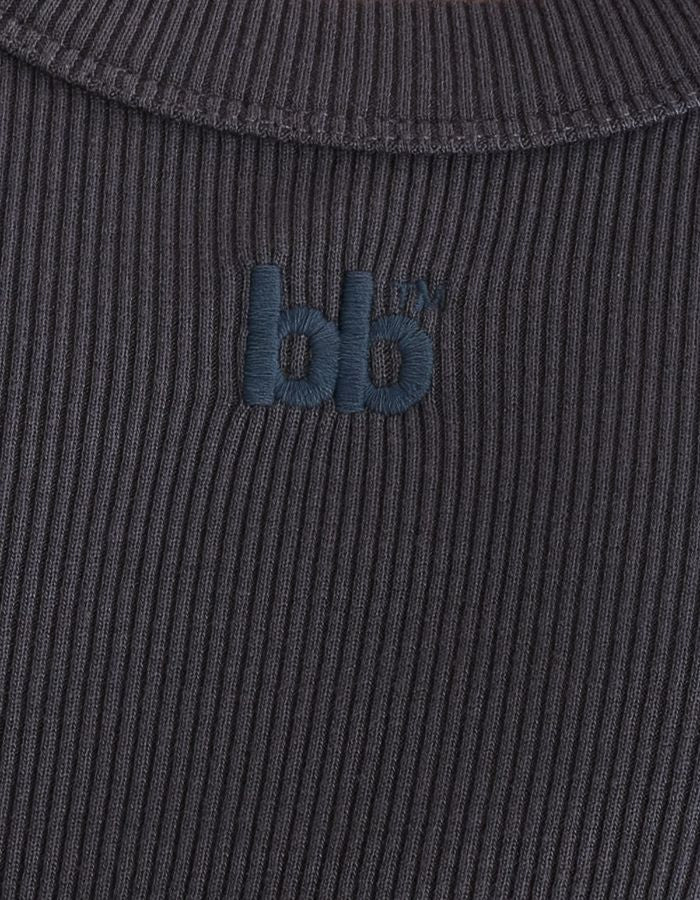 Debardeur Bellerose Fikas Raf gris chiné en jersey côtelé avec logo "bb" brodé.