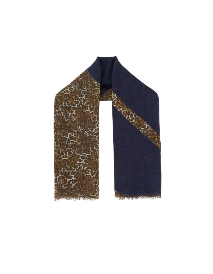 Écharpe Sose léopard marron et bleu marine Bellerose