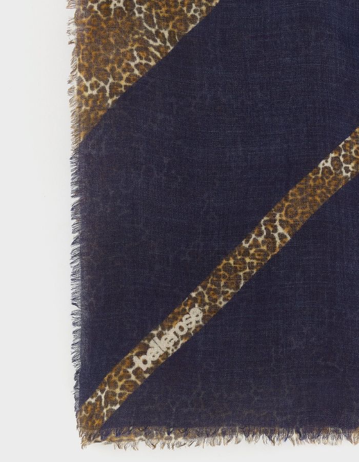 Écharpe Sose léopard marron et bleu marine Bellerose