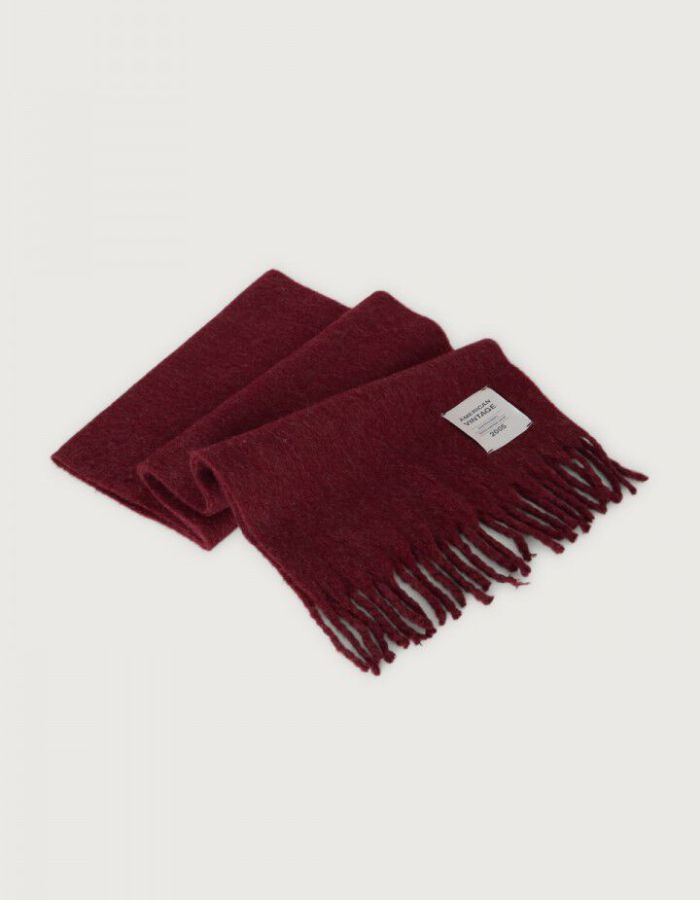 Écharpe Zinaco Cerisier L rouge à franges – American Vintage