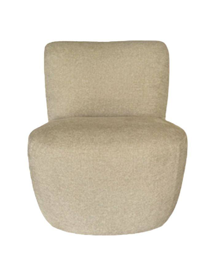 Petit fauteuil compact 1 place en tissu chenille beige avec dossier ergonomique, modèle Eve de la marque OPJET.
