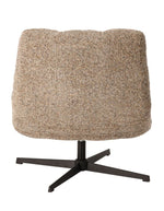 Dos du Fauteuil de salon beige chiné en tissu avec pieds en métal, assise large de 78 cm et dossier haut de 93 cm, modèle Montclar.