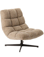 Profil du Fauteuil de salon beige chiné en tissu avec pieds en métal, assise large de 78 cm et dossier haut de 93 cm, modèle Montclar.
