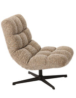 Autre vue de profil du Fauteuil de salon beige chiné en tissu avec pieds en métal, assise large de 78 cm et dossier haut de 93 cm, modèle Montclar.