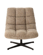 Fauteuil de salon beige chiné en tissu avec pieds en métal, assise large de 78 cm et dossier haut de 93 cm, modèle Montclar.