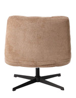 Dos du Fauteuil de salon doux en velours beige avec pieds en métal, assise large de 78 cm et dossier haut de 93 cm, modèle Montclar.