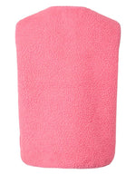 Dos du Gilet sans manches pour femme en matière teddy moumoute rose frais avec fermeture zippée et poches, modèle Anastacia Teddy Vest BC couleur Pink Lemonade de la marque PIECES.