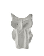 Grand vase en céramique blanche brillante sculpté en forme de hibou grand format 30cm avec motifs peints à la main collection Marni
