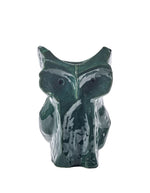 Grand vase en céramique vert foncé brillante sculpté en forme de hibou grand format 30cm avec motifs peints à la main collection Marni
