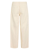 Dos du Jean femme coupe tonneau de la marque VILA, coloris Birch (blanc cassé). Taille mi-haute, modèle cinq poches en coton mélangé recyclé avec une silhouette structurée.