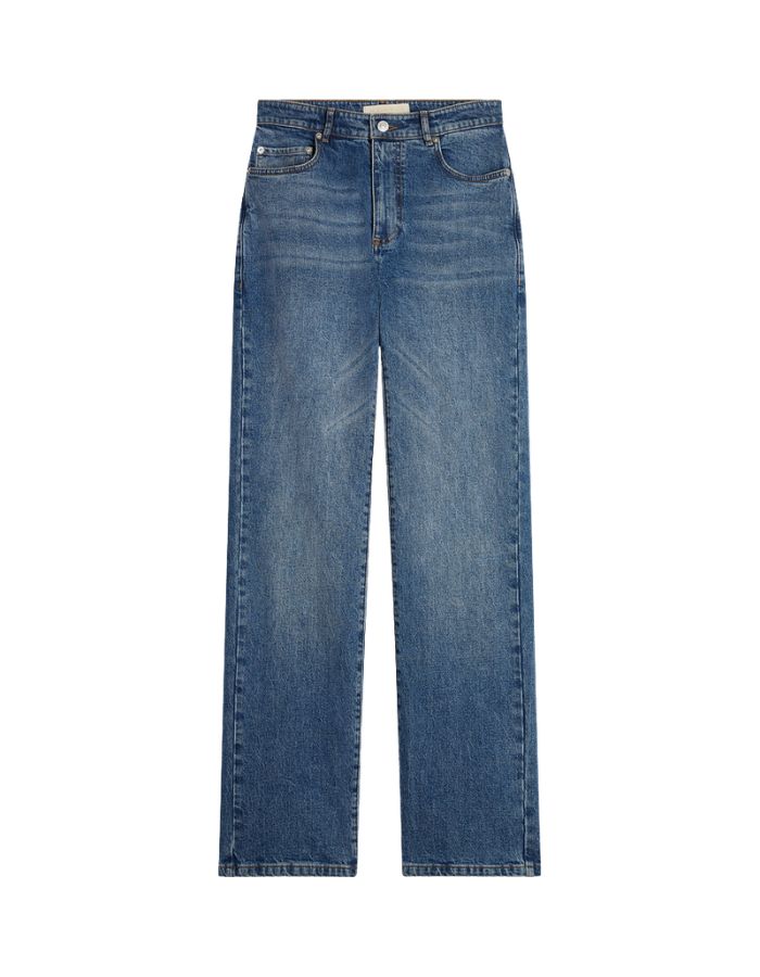 Jean droit Ryder bleu denim Vanessa Bruno porté de face
