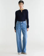 Jean droit Kia Used Medium Blue Bellerose en denim bleu délavé