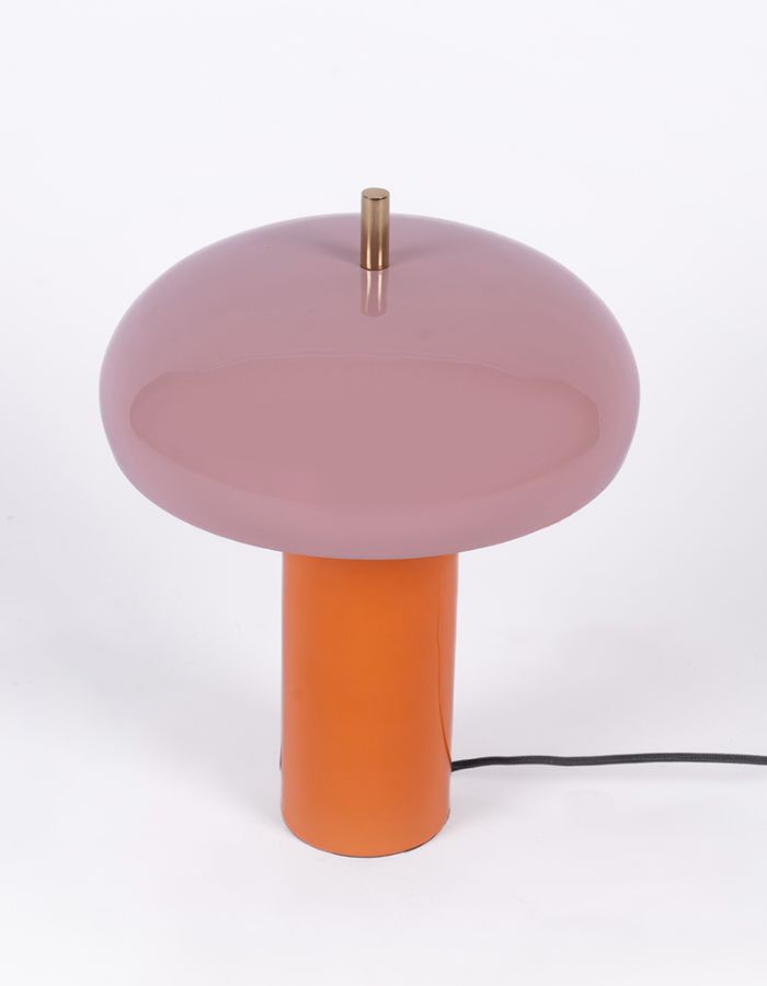 Dessus de la Lampe à poser en fer rose et orange D30 H40 cm pour douille E14