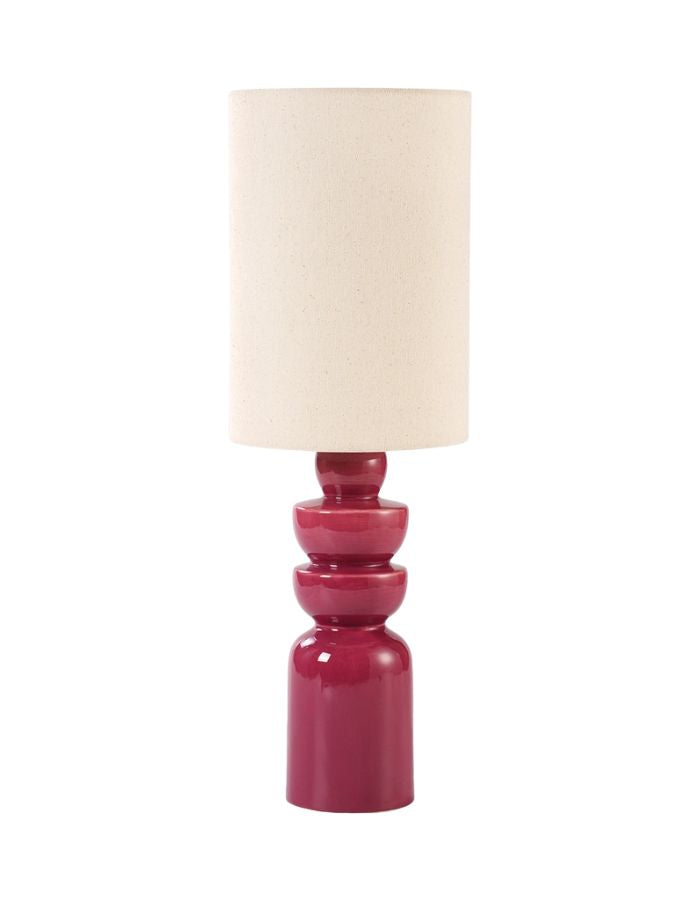 Lampe à poser sculpturale en céramique burgundy bordeaux D18 H55cm pour douille E27, modèle Intense de la marque OPJET.