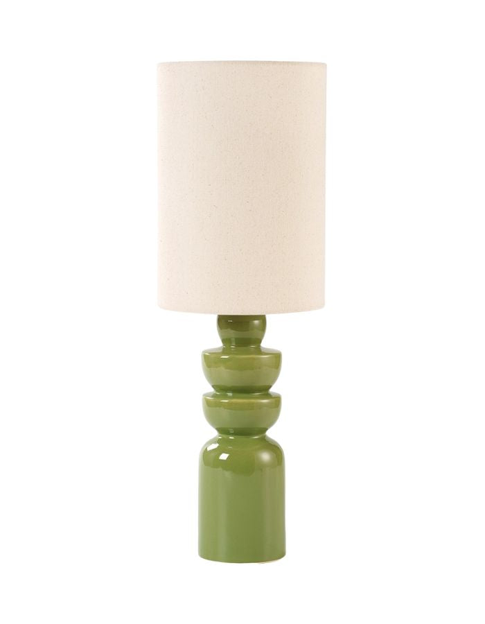 Lampe à poser sculpturale en céramique vert matcha D18 H55cm pour douille E27, modèle Intense de la marque OPJET.