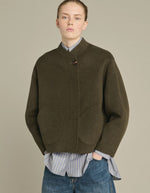 Manteau Windsor Kaki Chiné en laine double face Soeur