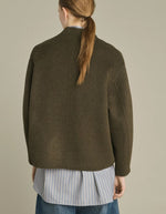 Manteau Windsor Kaki Chiné en laine double face Soeur
