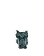Mini vase en céramique vert foncé brillante sculpté en forme de hibou avec motifs peints à la main collection Marni